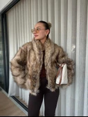 Kadın Kürk Mont Kahverengi thumbnail 1