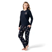 Arnetta %100 Pamuk Geyik Desen Bayan Pijama Takım thumbnail 4