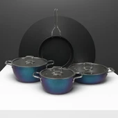 GÜRAL PORSELEN Açelya 7 Parça Granit Tencere Takımı Mavi thumbnail 1