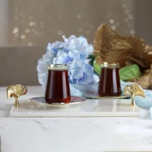 Akayev Mermer Beyaz 30x20 Cm Altın Ginkgo Sunum Tabağı thumbnail 3