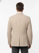 Erkek Bej Slim Fit Blazer Ceket – Çizgili Dokulu Kumaş – Çift Düğmeli thumbnail 7