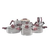 GÜRAL PORSELEN 18 Parça Çelik Tencere Takımı - Rose thumbnail 2