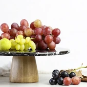 Akayev Mermer 28 Cm Ahşap Konik Ayaklı Siyah Yuvarlak Sunum Tabağı thumbnail 4