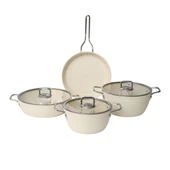 GÜRAL PORSELEN Açelya 7 Parça Granit Tencere Takımı Beyaz thumbnail 2