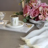 Akayev Mermer Beyaz 30x15 Cm Altın Kuş Sunum Tabağı thumbnail 3