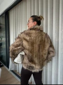 Kadın Kürk Mont Kahverengi thumbnail 4