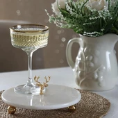 Akayev Mermer 20 Cm Beyaz Altın Boncuk Ayaklı Geyik Sunum Tabağı thumbnail 3