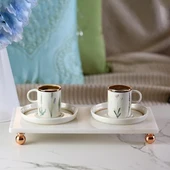 Akayev Mermer Beyaz 30x15 Cm Rose Gold Boncuk Ayak Sunumluk thumbnail 1