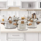 GÜRAL PORSELEN 16 Parça Çelik Tencere Takımı - Gold thumbnail 1