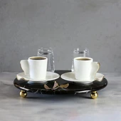 Akayev Mermer 28 Cm Altın Boncuk Ayaklı Siyah Yuvarlak Sunum Tabağı thumbnail 3