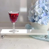 Akayev Mermer Beyaz 30x15 cm Gümüş Boncuk Ayaklı Sunum Tabağı thumbnail 2