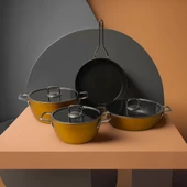 GÜRAL PORSELEN Açelya 7 Parça Granit Tencere Takımı Gold thumbnail 1