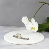 Akayev Mermer 25 Cm Beyaz Yuvarlak Sunum Tabağı thumbnail 5