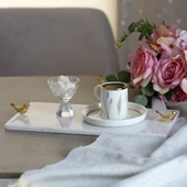 Akayev Mermer Beyaz 30x15 Cm Altın Kuş Sunum Tabağı thumbnail 1