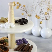 Akayev Mermer Ahşap Ayaklı İki Katlı Sunum Tabağı thumbnail 4