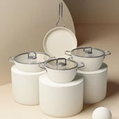 GÜRAL PORSELEN Açelya 7 Parça Granit Tencere Takımı Beyaz thumbnail 1