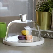 Akayev Mermer 25 Cm Beyaz Kalın Cam Fanus thumbnail 1