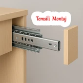 (1 Çift ) Frenli Teleskopik Çekmece Rayı Bilyalı Dolap Çekmecesi Ray Metal En 4.3 cm Uzunluk 40 cm thumbnail 6