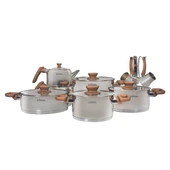 GÜRAL PORSELEN 16 Parça Çelik Tencere Takımı - Gold thumbnail 2