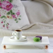 Akayev Mermer Beyaz 30x20 Cm Rose Gold Boncuk Ayak Sunumluk thumbnail 4