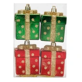 Yılbaşı Hediye Kutulu Kırmızı ve Yeşil Ağaç Süsü 4'lü thumbnail 2