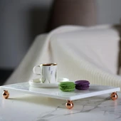 Akayev Mermer Beyaz 30x20 Cm Rose Gold Boncuk Ayak Sunumluk thumbnail 3