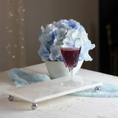 Akayev Mermer Beyaz 30x15 cm Gümüş Boncuk Ayaklı Sunum Tabağı thumbnail 5