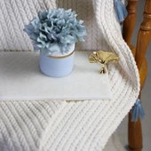 Akayev Mermer Beyaz 30x15 Cm Altın Ginkgo Sunum Tabağı thumbnail 2