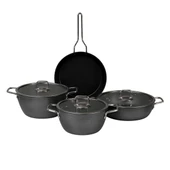 GÜRAL PORSELEN Açelya 7 Parça Granit Tencere Takımı Siyah thumbnail 2