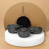 GÜRAL PORSELEN Açelya 7 Parça Granit Tencere Takımı Siyah thumbnail 1