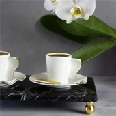 Akayev Mermer Siyah 30x20 cm Altın Boncuk Ayaklı Sunum Tabağı thumbnail 3