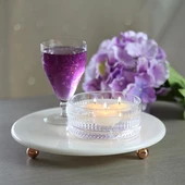 Akayev Mermer 28 Cm Rose Gold Boncuk Ayaklı Beyaz Yuvarlak Sunumluk thumbnail 3