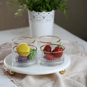 Akayev Mermer Beyaz 25 Cm Boncuk Ayak Gold Elysia 4'lü Reçellik İkramlık thumbnail 1