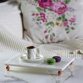 Akayev Mermer Beyaz 30x20 Cm Rose Gold Boncuk Ayak Sunumluk thumbnail 1