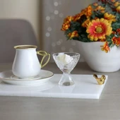 Akayev Mermer Beyaz 30x20 Cm Altın Kuş Sunum Tabağı thumbnail 4