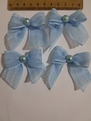 Pratikbox Keten Büyük Boy Fiyonk / 2,5 cm'lik / Hediyelik / Süsleme /Mavi Renk/Yarım İnci / 50 Adet thumbnail 2