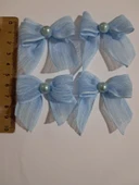 Pratikbox Keten Büyük Boy Fiyonk / 2,5 cm'lik / Hediyelik / Süsleme /Mavi Renk/Yarım İnci / 50 Adet thumbnail 3