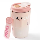 Tantitoni Okadı Pratik Pembe Paslanmaz Çelik Termos Bardak 380ml thumbnail 1