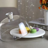 Akayev Mermer Beyaz 25 Cm Gümüş Boncuk Ayak Cam Fanus thumbnail 1