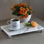 Akayev Mermer Leylak 30x20 cm Gümüş Boncuk Ayak Sunum Tabağı thumbnail 3