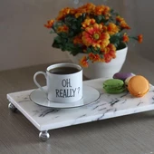 Akayev Mermer Leylak 30x20 cm Gümüş Boncuk Ayak Sunum Tabağı thumbnail 5