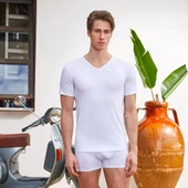 Berrak 1007 Erkek V-Yaka Kısa Kol %100 Pamuk Fanila M thumbnail 3