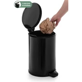 Primanova Cigo Siyah Pedallı Banyo Mutfak Ofis Çöp Kovası 12 Lt thumbnail 2