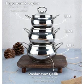 Bambum Rose Küre 6 Parça Derin Tencere Takımı thumbnail 3