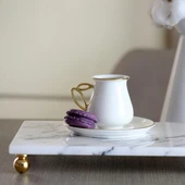 Akayev Mermer Leylak 30x20 cm Altın Boncuk Ayak Sunum Tabağı thumbnail 4