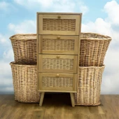 Panalı Masif Rattan 4 Çekmeceli Düzenleyici Dolap thumbnail 3