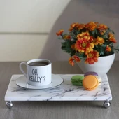 Akayev Mermer Leylak 30x20 cm Gümüş Boncuk Ayak Sunum Tabağı thumbnail 1