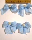 Pratikbox Keten Büyük Boy Fiyonk / 2,5 cm'lik / Hediyelik / Süsleme /Mavi Renk/Yarım Çiçek İnci / 50 Adet thumbnail 3