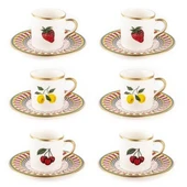 Tantitoni 006-01-Gold Yaldızlı Meyve Desenli 12 Parça Kahve Fincan Takımı thumbnail 1