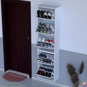 Modilayn VARBİ UMAY' 2 Li Asma Kapı Önü 52x193x25,5 cm’ lik 5 Düşer Kapak 10 Göz Bölmeli Ayakkabılık thumbnail 1